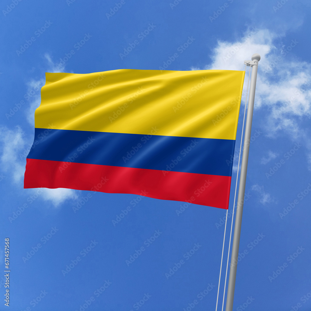 Colombia flag fluttering in the wind on sky. Colombia flag fluttering in the wind on sky.