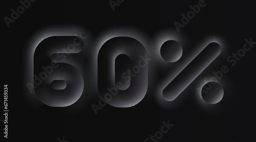 Mega sale, 60 special offer banner. Black line sign board promotion. Vector illustration