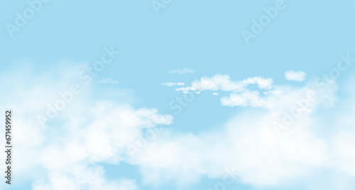 Sky seamless with clouds background Endless pattern blue sky cloudy texture Vector 3d banner Nature landscape for spring summer backdrop Illustration seamless pattern cartoon for environment wallpaper