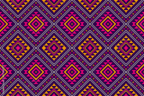 Ethnic Aztec pattern art. Geometric seamless pattern in tribal, folk embroidery, and Mexican style. Design for background, wallpaper, vector illustration, textile, fabric, clothing, carpet.