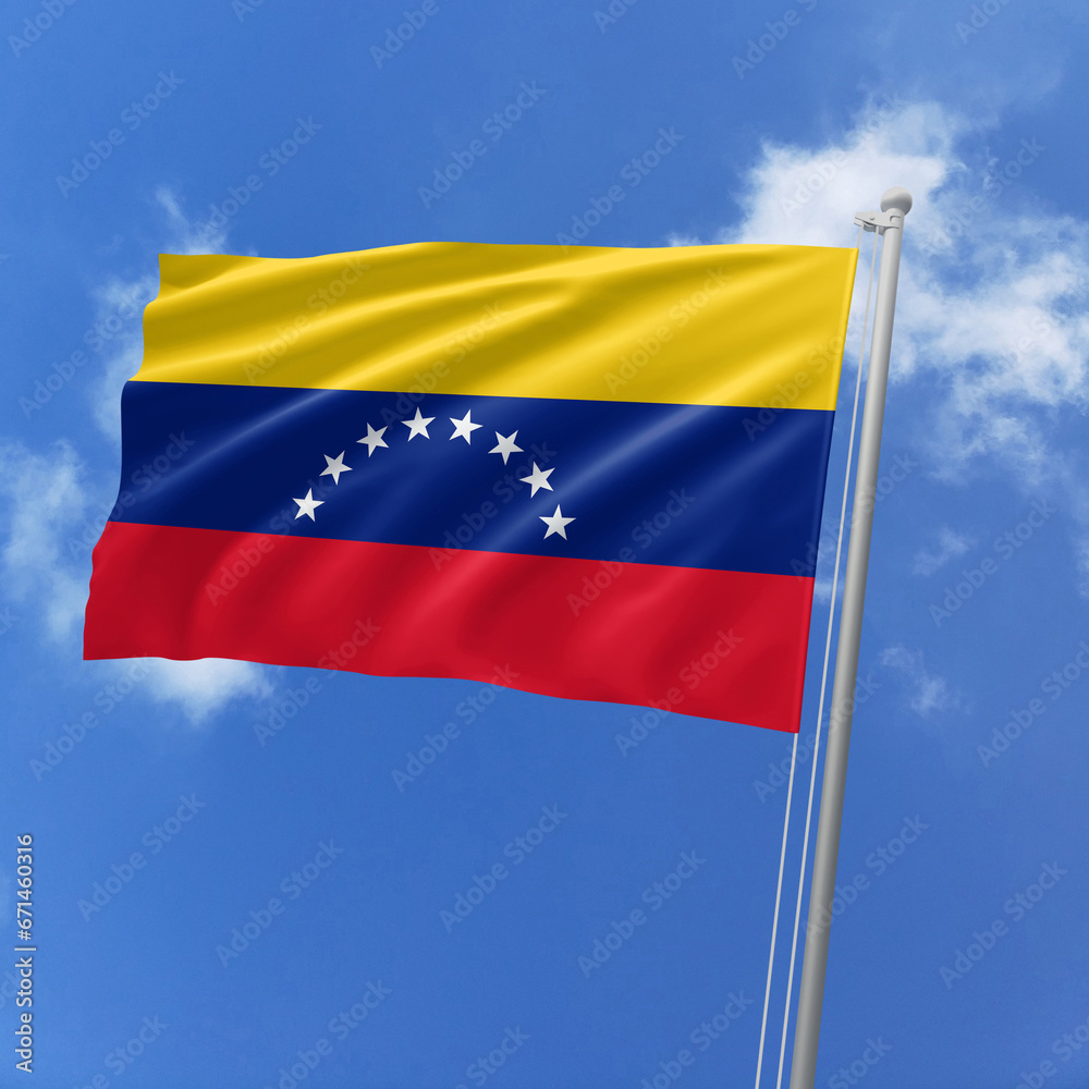 Venezuela flag fluttering in the wind on sky. Venezuela flag fluttering in the wind on sky.