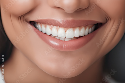 Woman isolated on grey background smiling