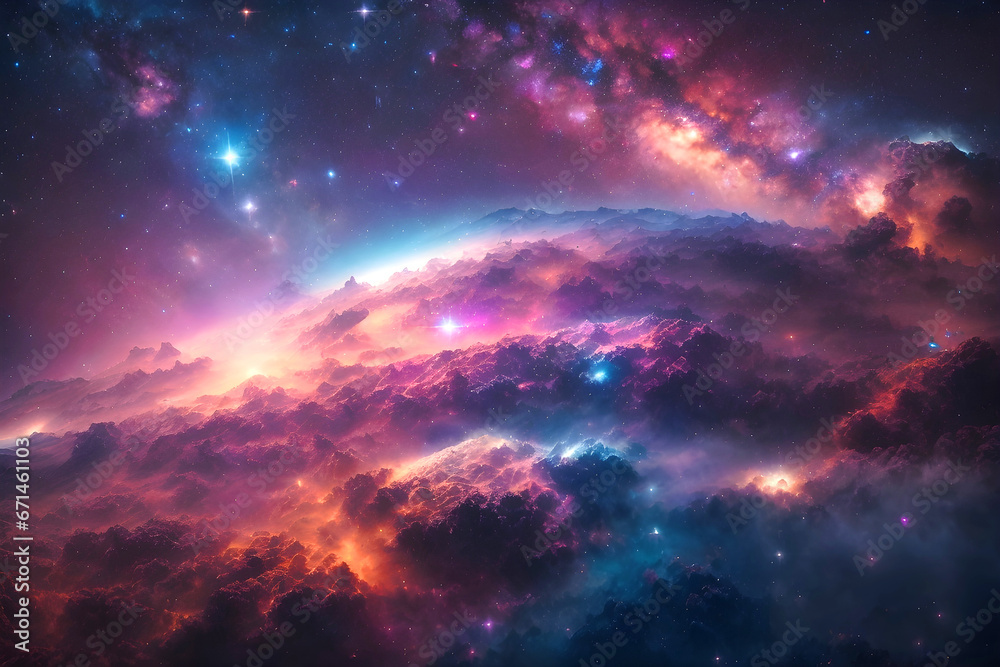 The vast and colorful galaxy, Nebella and sparkling stars far away in the universe. The vast and colorful galaxy, Nebella and sparkling stars far away in the universe.
