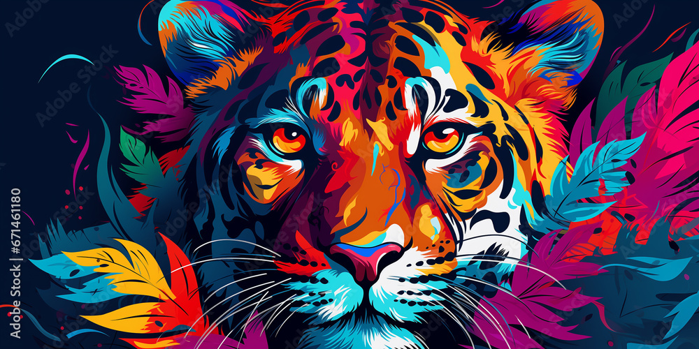 Bright and colorful animal poster. - obrazy, fototapety, plakaty 