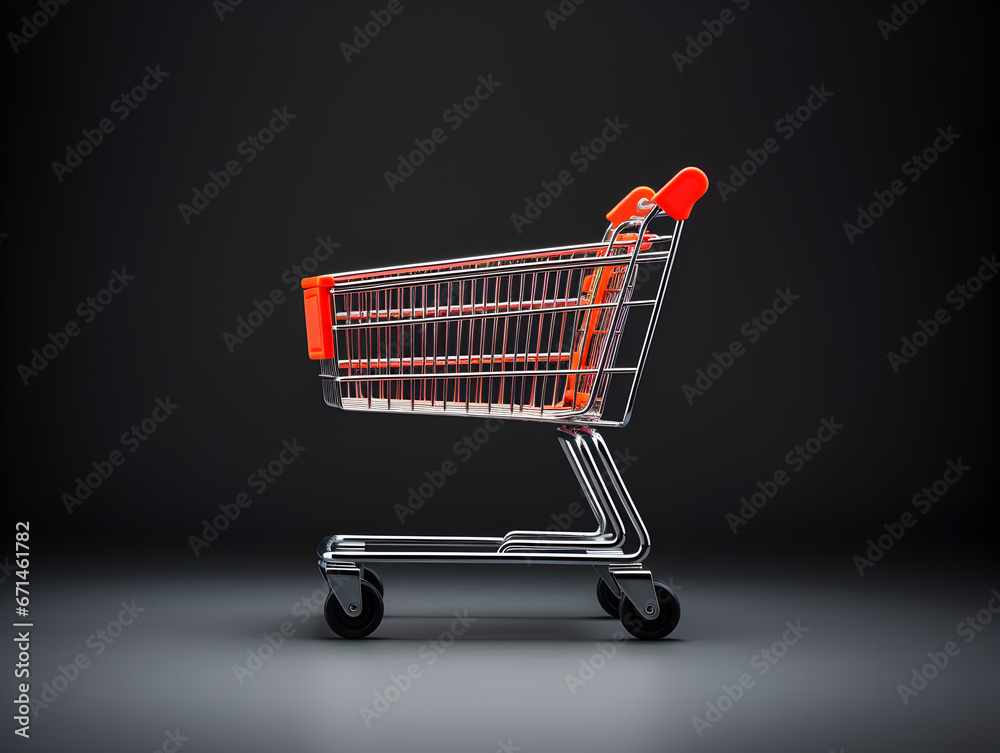 Black Friday concept, shopping cart with black and red, isolated blank background, close-up view... Black Friday concept, shopping cart with black and red, isolated blank background, close-up view...