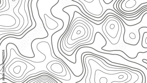 Background of the topographic map. Elevation contouring outline cartography texture. Geographic abstract grid. Futuristic wireframe landscape background. black and white seamless pattern