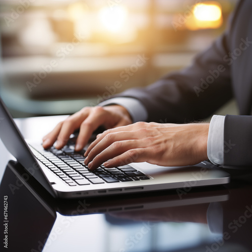 Close-up photo of man typing on laptop keyboard
