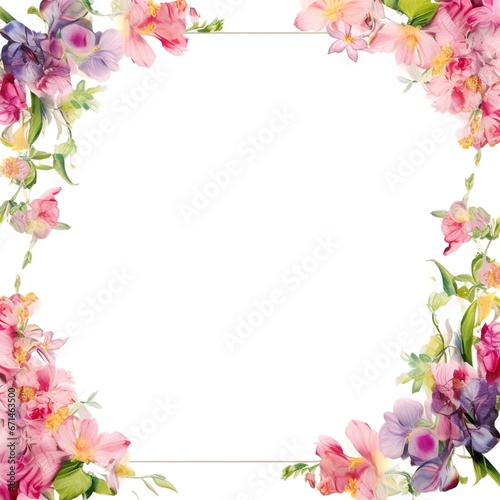 flower frame border empty page white background: © Mas