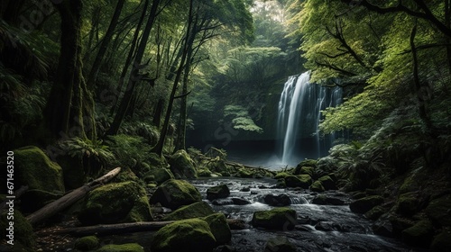 Beautiful view Forest and waterfall