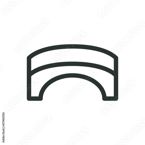 Park bridge isolated icon, small arched bridge vector icon with editable stroke