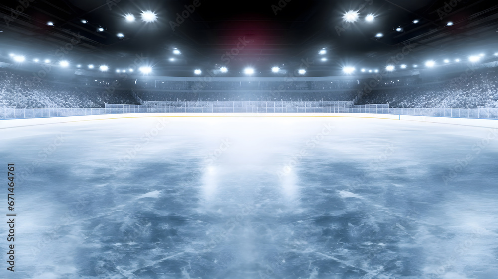 Hockey ice rink sport arena empty field - stadium - obrazy, fototapety, plakaty 