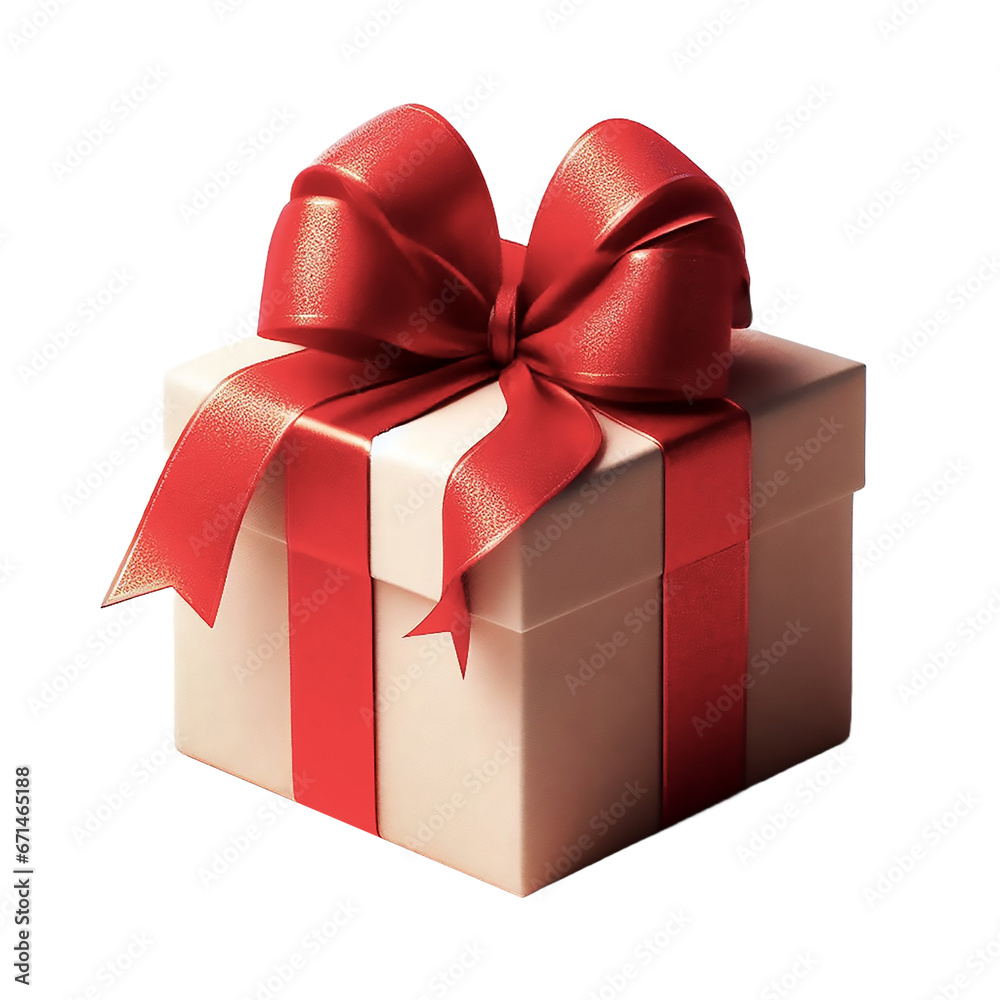 Obraz premium A Red ribbon gift box, a vision of elegance on a transparent background