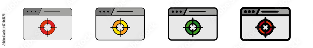 Icones pictogramme symbole Fenetre ordinateur interface site web cible objectif couleur gris