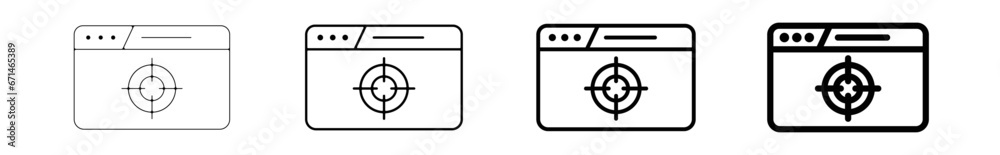 Icones pictogramme symbole Fenetre ordinateur interface site web cible objectif