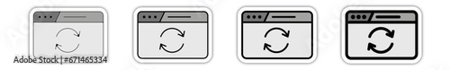 Icones pictogramme symbole Fenetre ordinateur interface site web charger retour gris relief