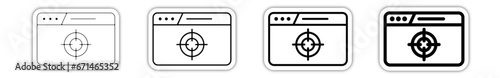 Icones pictogramme symbole Fenetre ordinateur interface site web cible objectif relief