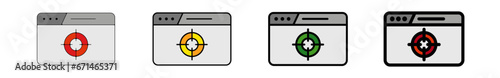 Icones pictogramme symbole Fenetre ordinateur interface site web cible objectif couleur gris