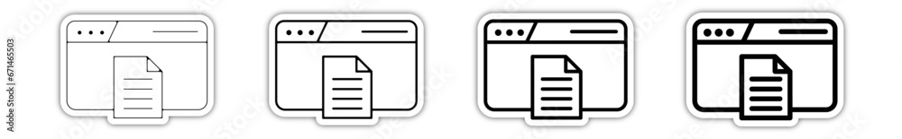 Icones pictogramme symbole Fenetre ordinateur interface site web document relief - obrazy, fototapety, plakaty 