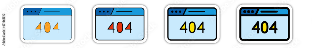 Icones pictogramme symbole Fenetre ordinateur interface site web erreur 404 couleur bleu relief