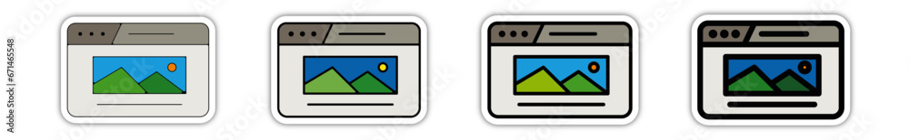 Icones pictogramme symbole Fenetre ordinateur interface site web image couleur gris relief