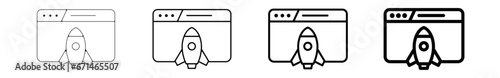 Icones pictogramme symbole Fenetre ordinateur interface site web fusee decollage