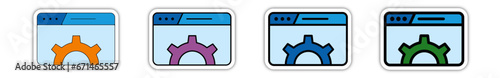 Icones pictogramme symbole Fenetre ordinateur interface site web maintenance couleur bleu relief