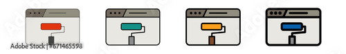 Icones pictogramme symbole Fenetre ordinateur interface site web maintenance peinture couleur gris
