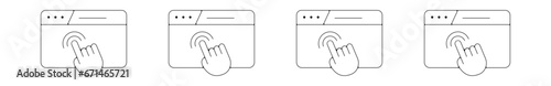 Icones pictogramme symbole Fenetre ordinateur interface site web souris naviguer cliquer