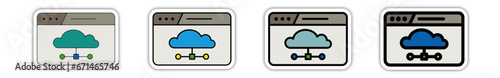 Icones pictogramme symbole Fenetre ordinateur interface travail cloud couleur gris relief