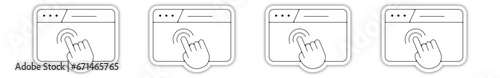 Icones pictogramme symbole Fenetre ordinateur interface site web souris naviguer cliquer relief