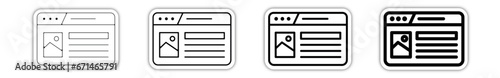 Icones pictogramme symbole Fenetre ordinateur interface travail mise en page relief