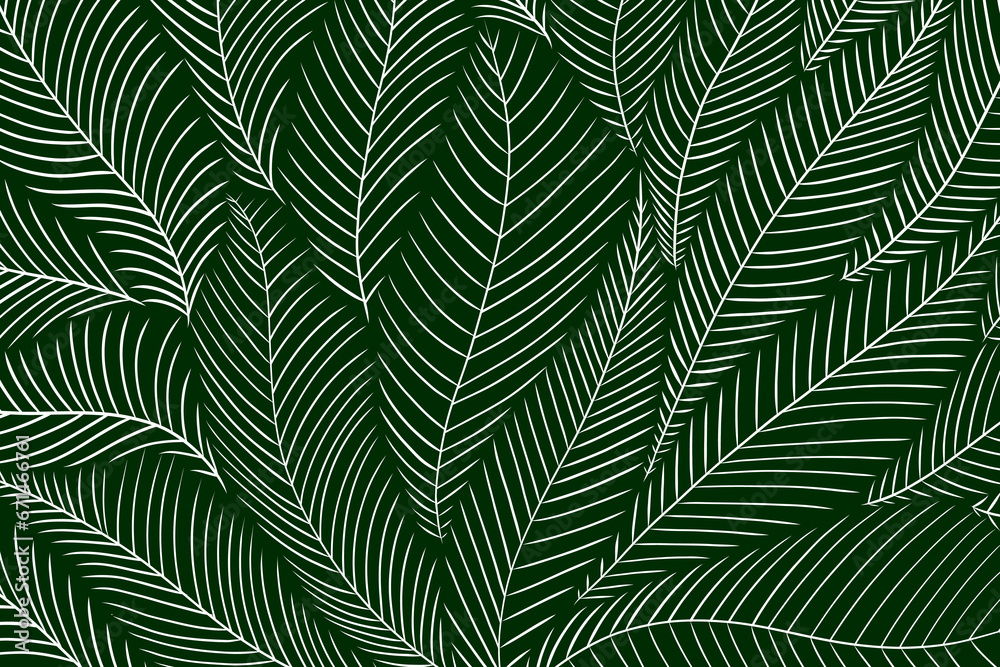 Luxury nature leaves pattern design, Tropical leaf Wallpaper, Hand drawn outline design for fabric , Vector illustration.