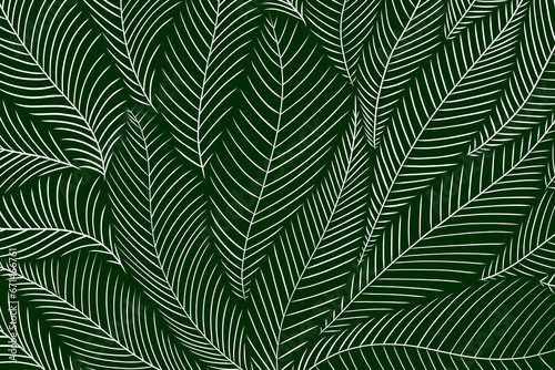 Luxury nature leaves pattern design, Tropical leaf Wallpaper, Hand drawn outline design for fabric , Vector illustration.