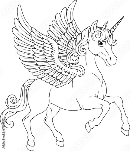 Pegasus Unicorn Wings Horn Horse Animal Cartoon photo
