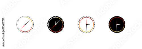 Clock board icons. Flat, color, clock board icons for wrist, wall clocks. Vector icons photo