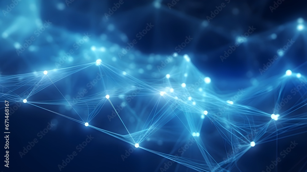 Ethereal Digital Connections: Luminous Network Nodes in Deep Blue Space. generative ai