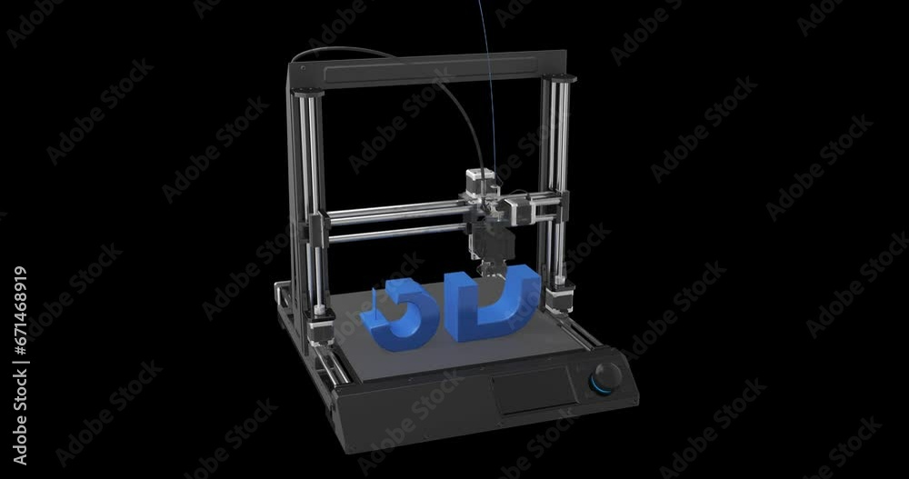 3d printer prints with plastic. 3d rendering. RGB + Alpha channel 3d printer prints with plastic. 3d rendering. RGB + Alpha channel