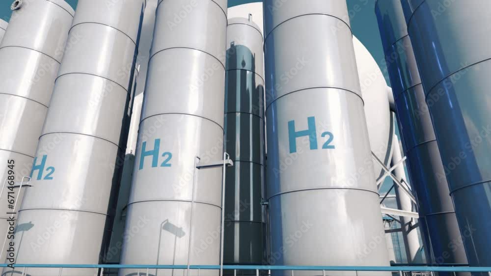 Hydrogen storage tanks (H2). Clean and eco-friendly hydrogen energy. 3d ...