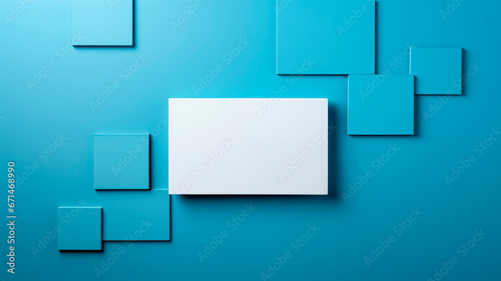 Blank white card on abstract blue background with squares. Copyspace. Blank white card on abstract blue background with squares. Copyspace.