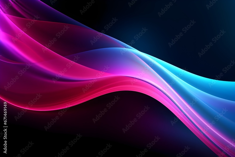 Obraz premium Vibrant Neon Flow: Abstract Waves of Pink and Blue