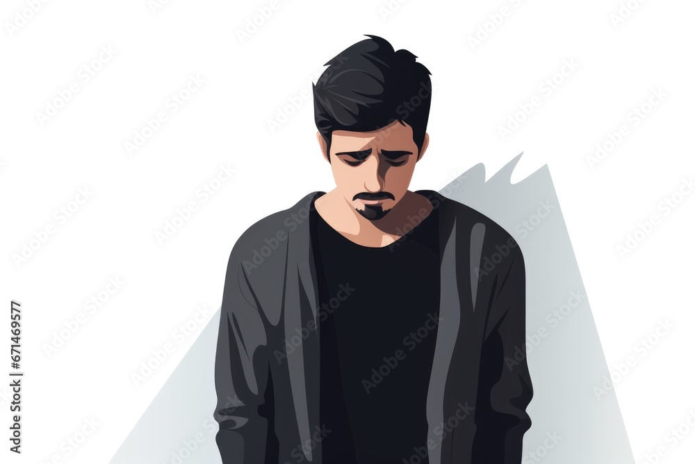 Obraz premium depression man sit on white background