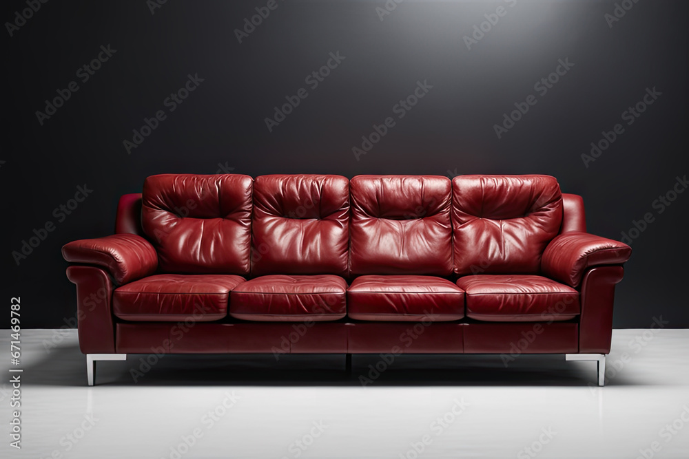 A burgundy leather sofa on a clean background A burgundy leather sofa on a clean background