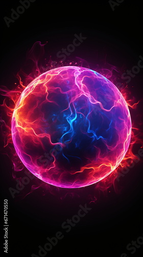 fog abstract explosion of cosmos power cosmic purple nebula lightning .Blast fusion field purple plasma physics glowing flames tunnel quantum time fractal mechanic energy ball galactic. Generative ai