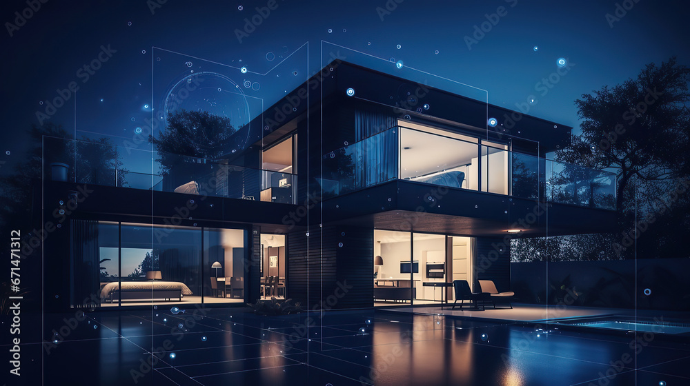Artificial intelligence, Smart home, big data connect devices, internet technology, generative ai