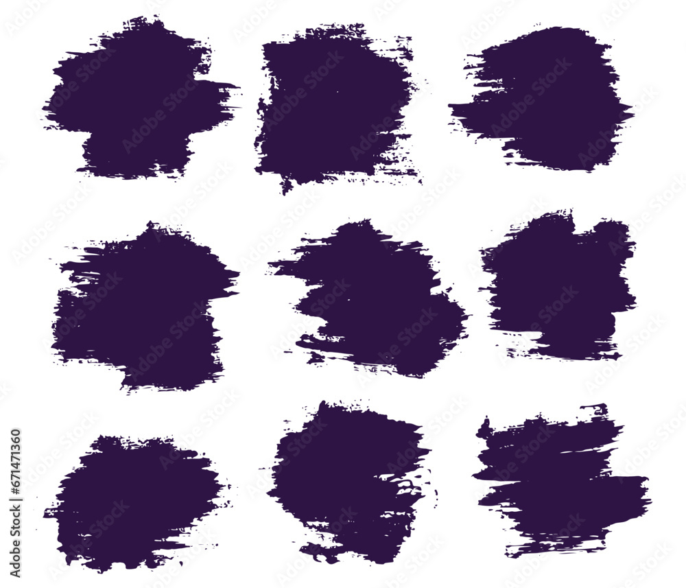 Fototapeta premium Grunge purple brush stroke bundle