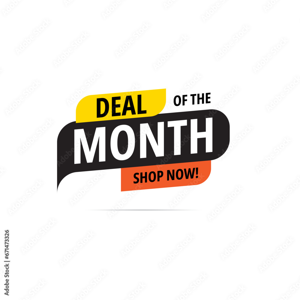 Month special offer sticker badge for sale banner. Deal of month promotion vector illustration - obrazy, fototapety, plakaty 