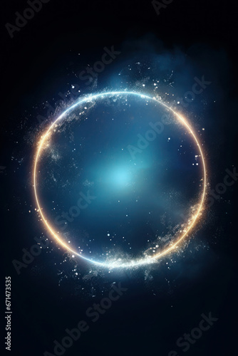 Wallpaper Mural abstract neon circle in the clouds, on a dark background. geometric figure glows at night in the black sky. Torontodigital.ca