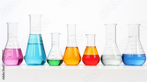laboratory glassware with colorful liquid generated by AI 
