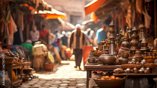 candid shot of a crowded marketplace in Marrakesh photo