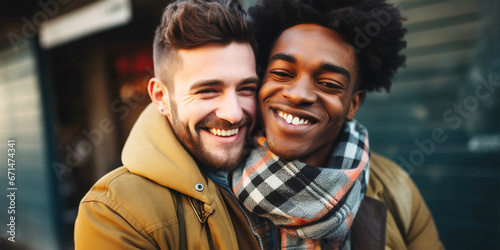close up of happy young multiracial gay couple © Melinda Nagy